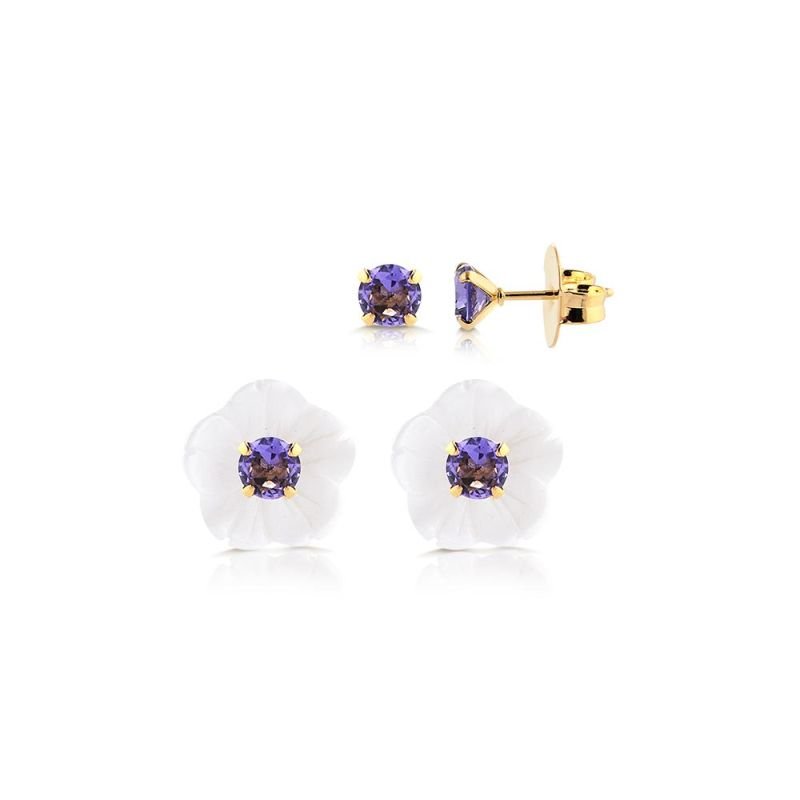 Brinco Ametyste Flor