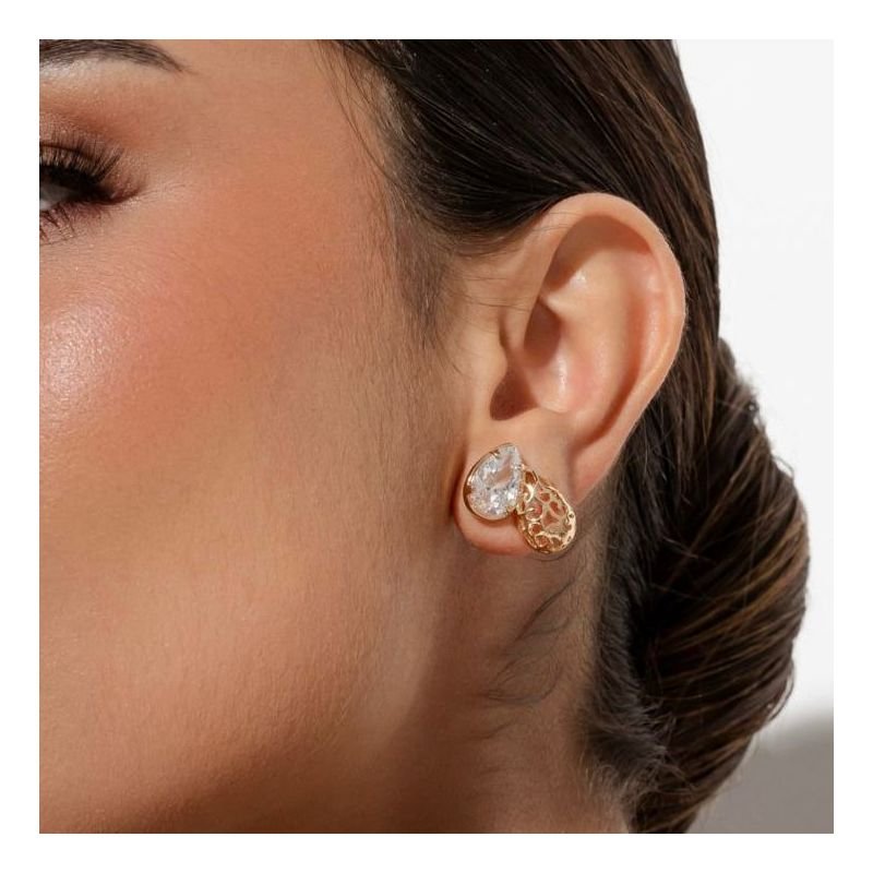 Brinco Incanto Gotas Arabesco e Cristal