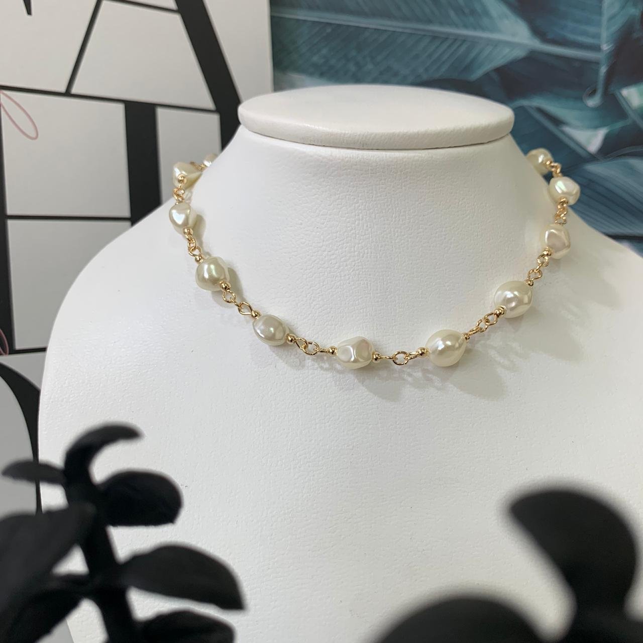 Choker Luciana Pérolas Estilo Barroca