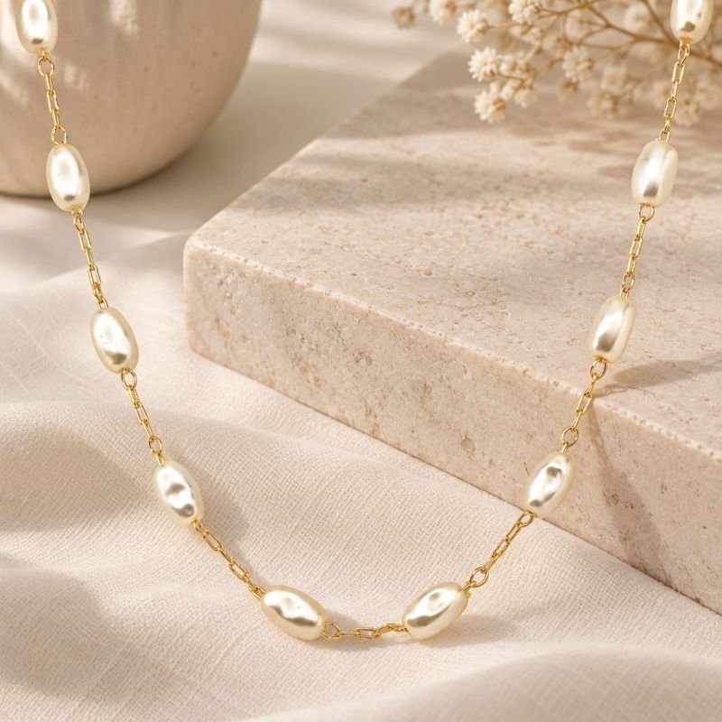 Choker Tahiti Pérolas Formas Orgânicas