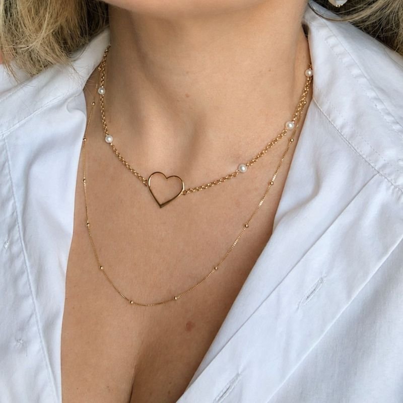Colar Ingrid Coração e Pérolas