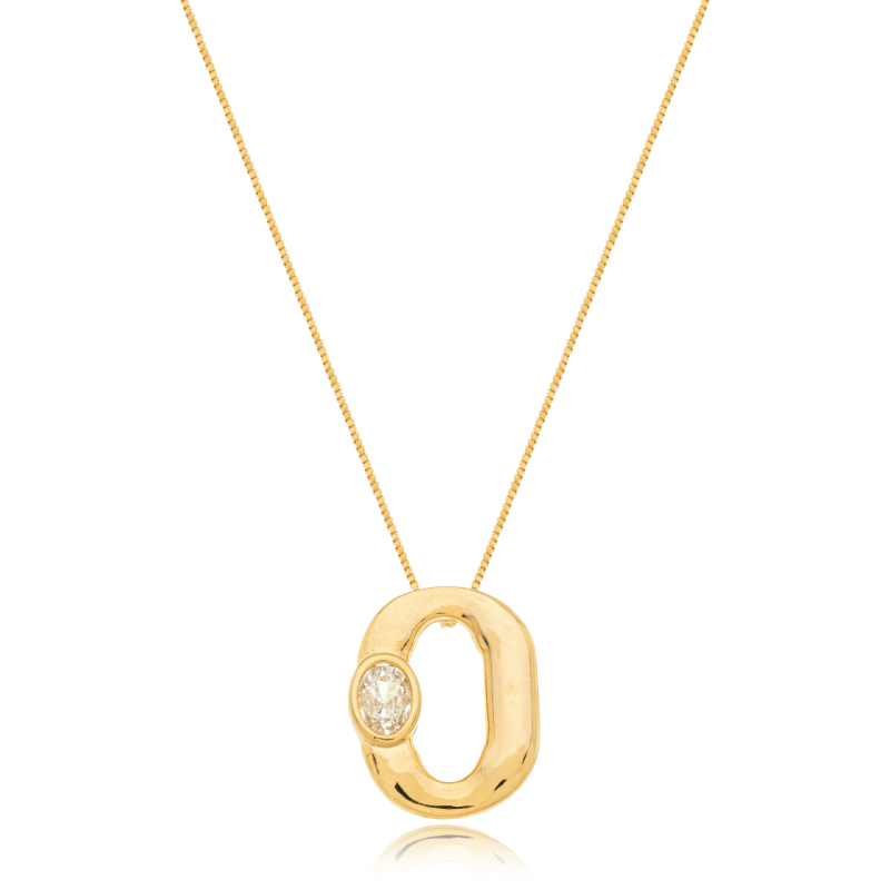Colar Martina Oval com Pedra Cristal