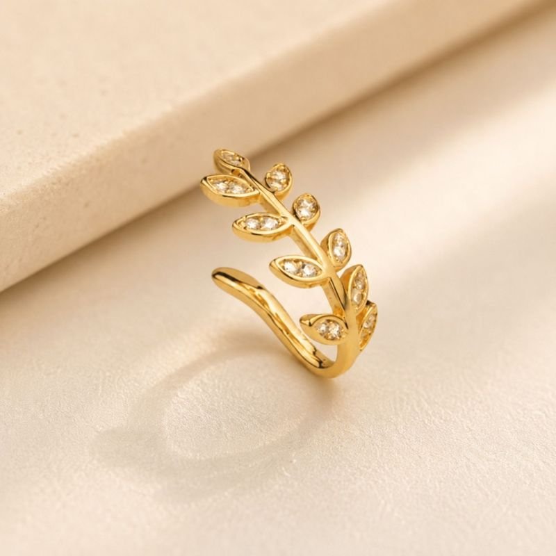 Piercing de Encaixe Nyare Folhas Cravejadas